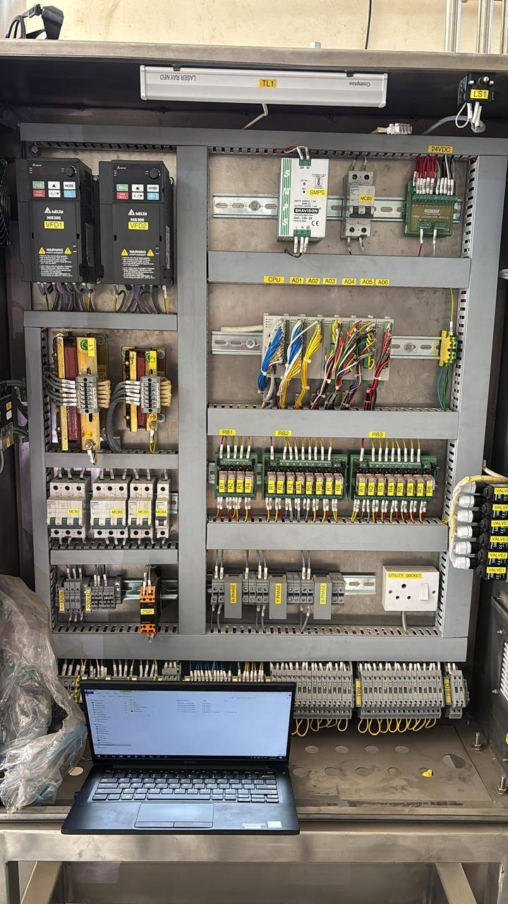Panel assembly with laptop used for setup and testing